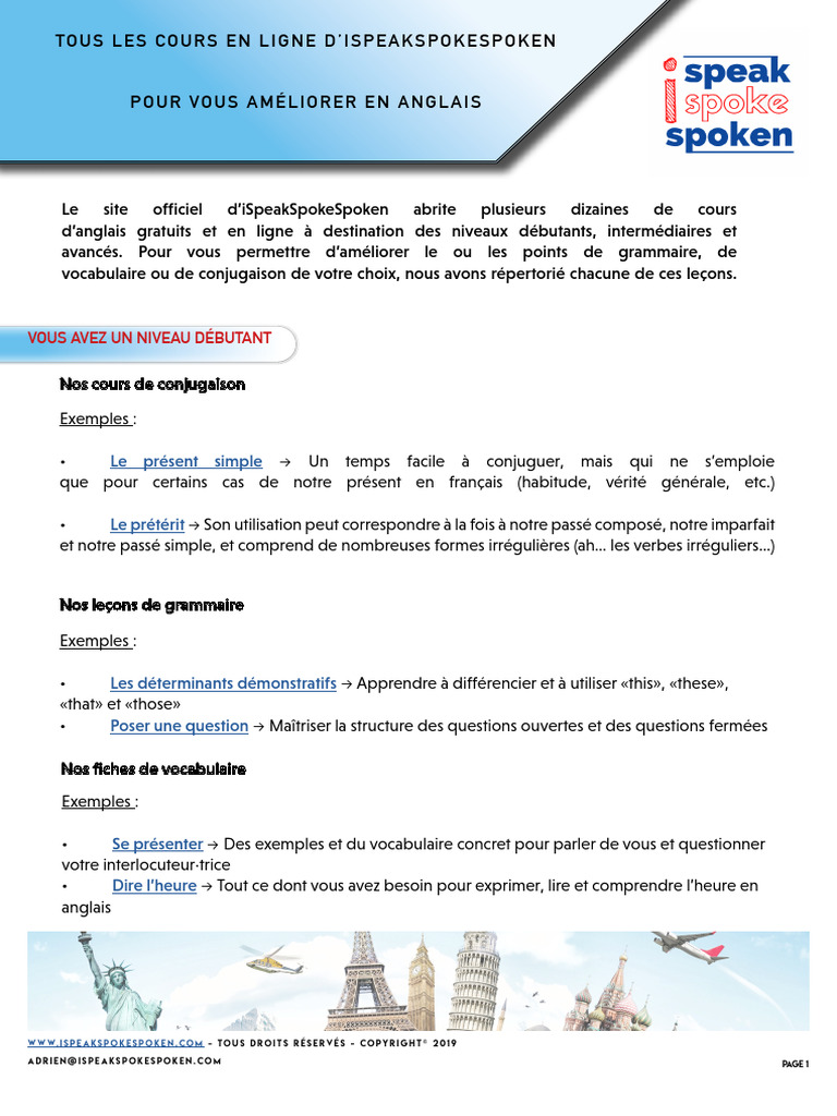 cours francais anglais pour debutant